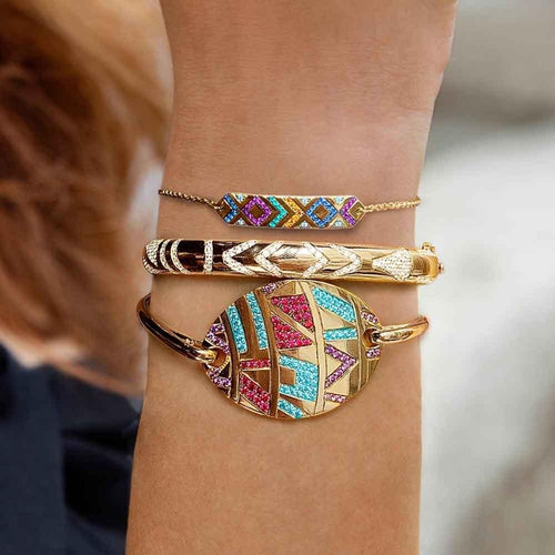 Colourful Ethnic Style Gold Bracelet