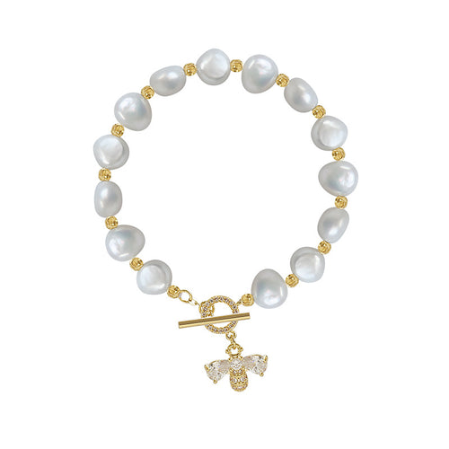 Baroque Freshwater Pearl Honeybee Bracelets| Pearl Bangle Bracelet For Weddings| Huge Tomato Jewelry