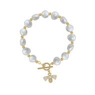 Baroque Freshwater Pearl Honeybee Bracelets| Pearl Bangle Bracelet For Weddings| Huge Tomato Jewelry