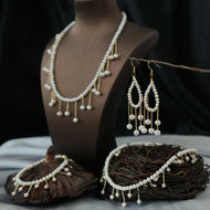 Rearl Pearl Pendant Necklace Gold | Multi Strand Freshwater Pearl Necklace Bracelet And Earrings Pearl Jewellery Set