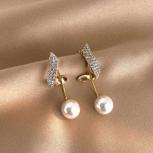 Diamond Pearl Dangle Earrings | Dangle Pearl Earrings Jackets with Sterling Silver Pins