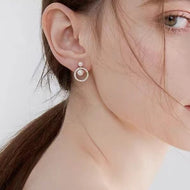 Freshwater Pearl Drop Earrings Elegant Petite 14K Yellow Gold Plated Crystal Earrings