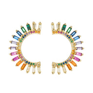 Boucles d'oreilles à clous en cristal arc-en-ciel Boucles d'oreilles en zircon coloré doré S925 en argent