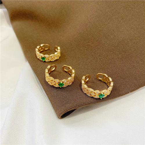 Vintage Style Gold Plated Ring 18k Gold Adjustable Size Created Opal Crown Ring