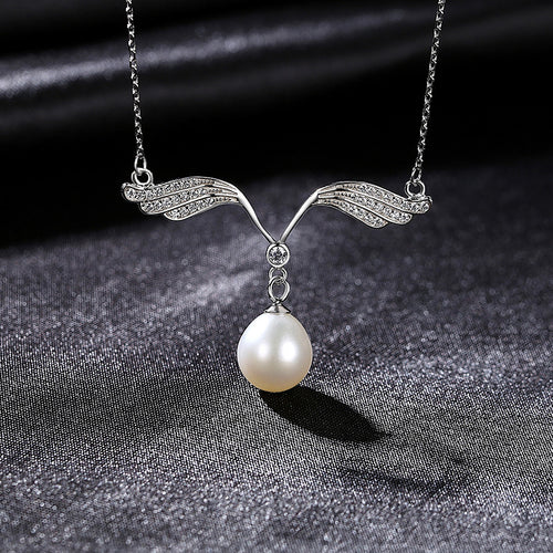 Elegant Wings Freshwater Pearl Pendant Necklace 14K Gold Over Sterling Silver