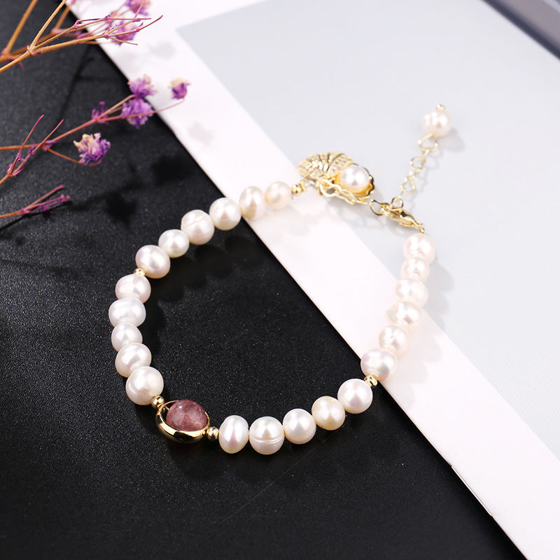 6-7mm Cultured Small Baroque Pearl Bracelet in 14k Gold Over Sterling ...