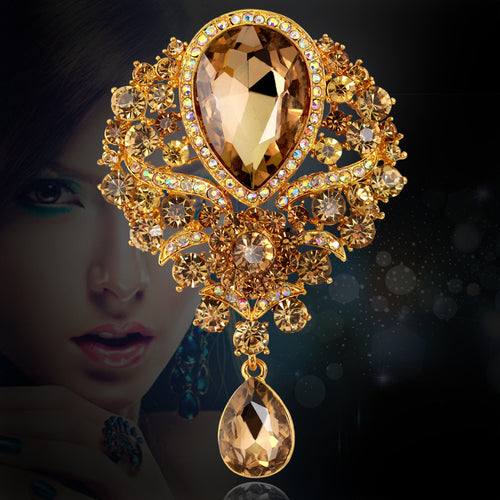 Diamond Alloy Corsage Glassflower Brooch Handmade Jewelry Gift