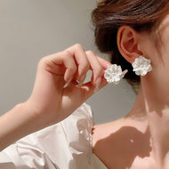 Elegant Big Flower Stud Earrings | Romantic Flower Earrings with Sterling Silver Pins