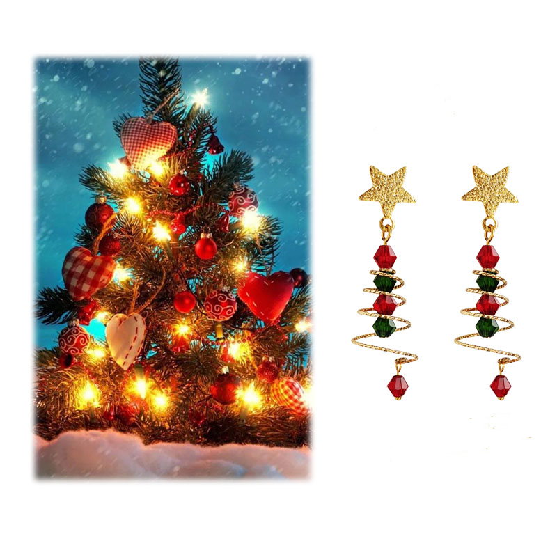 Boucles D'Oreilles Argent 925 Noël - Lot De 3 Paires (Sapin, Canne, Couronne) Cadeau Femme Hypoallergénique