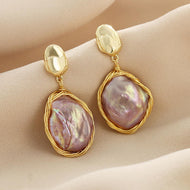 AAA Purple Baroque Pearl Drop Earrings | Large Baroque Pearl Earrings | Baroque Pearl Earrings with Sterling Silver Pins (15-18 mm)