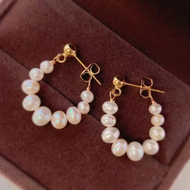 AAA Freshwater Cultured Pearl Pearl Hoop Earrings in 14K Gold Over Sterling Silver（4-5mm）