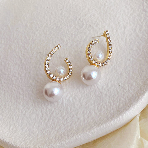 2 in 1 Pearl Drop Earrings | Detachable Pearl and Diamond Earrings with Sterling Silver Pins
