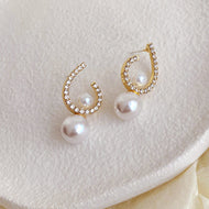 2 in 1 Pearl Drop Earrings | Detachable Pearl and Diamond Earrings with Sterling Silver Pins