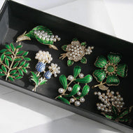 Handmade Vintage Brooch Pin Flower Art Collection with Pearls