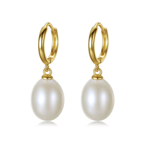 Pearl Earrings 18K Gold | White Freshwater Real Pearl Drop Earrings | Vintage Jewelry-Huge Tomato