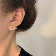 Pearl Earring Jackets | Earring Jackets | Gold Heart Stud Earrings with Sterling Silver Pins