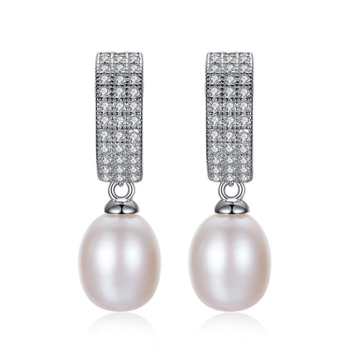 Elegent Pearl Earrings Silver | Pink Freshwater Real Pearl Drop Earrings | Wedding Dainty Jewelry-Huge Tomato