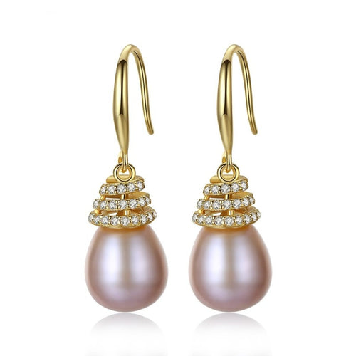 Elegent Pearl Earrings Silver | Pink Freshwater Real Pearl Drop Earrings | Wedding Dainty Jewelry-Huge Tomato