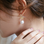 4 In 1 Pearl Drop Earrings | Pearl Stud Earrings | Half Hoop Earrings with Allergy-free Back for Multiple Piercings