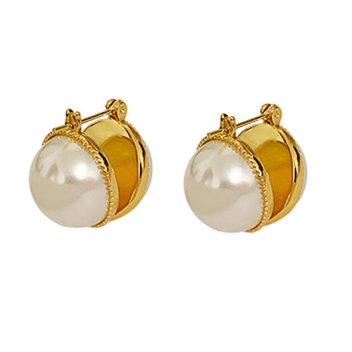 Large Pearl Stud Earrings | Vintage Mother of Pearl Earrings for Women