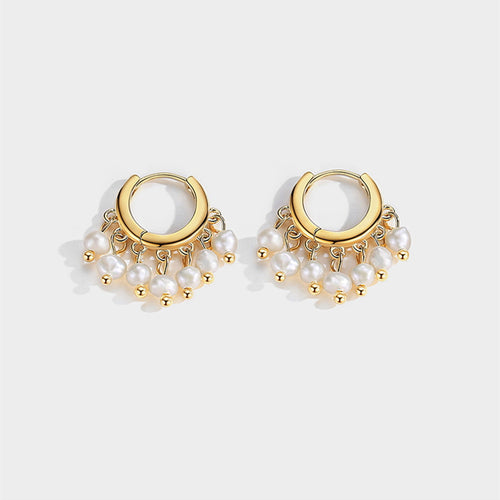 Ethnic Pearl Drop Earrings | Real Pearl Earrings | Pearl Huggie Earrings with Sterling Silver Pins