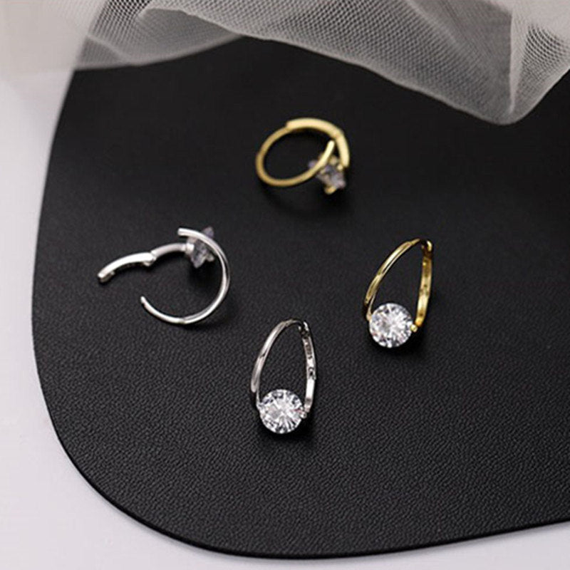 Gold Silver Earrings | 8mm Crystal Earrings | Stud Earrings in 14K Gold Plated and S925 Silver
