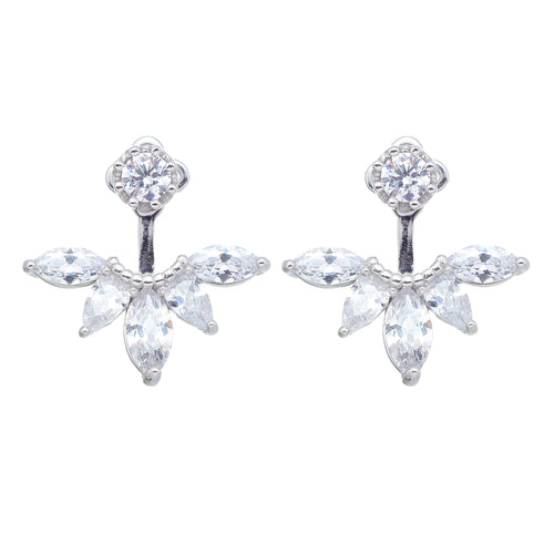 Crystal Earring Jackets Silver Ice Drop Earrings with S925 Silver Pin