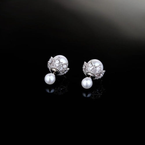 Elegant Two Round Pearl Earrings Created Designer handcraft jewelry