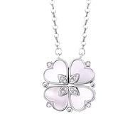 Magnetic Clover Pendant Necklace | Sterling Silver Pendants |2-Way to Wear Necklace in S925 Silver