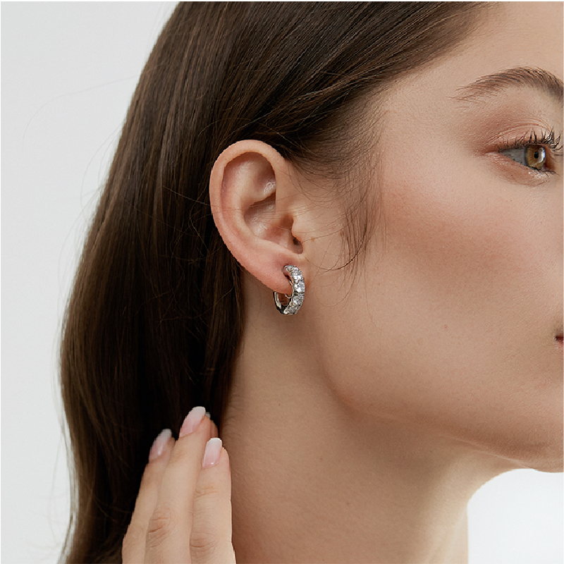 Crystal Inlaid Small Hoop Huggie Earrings Ear Cuffs - Minimalist Non P –  ArtGalleryZen