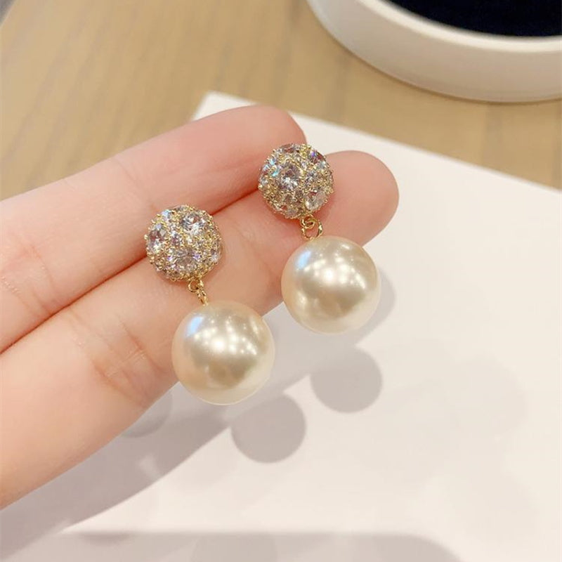 14K White Gold Cultured Pearl Diamond Drop Earrings | Shop 14k White Gold  Grace Earrings | Gabriel & Co