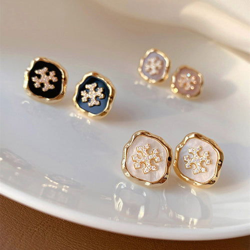Snowflake Stud Earrings | Resin Stud Earrings | Gold Stud Earring with Sterling Silver Pins