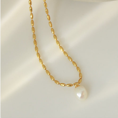 Gold Pearl Pendant Necklace | Baroque Pearl Pendant for Women (8-10mm)