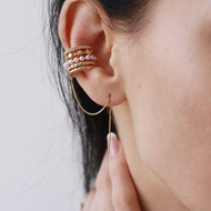 Retro Round Pearl Pearl Ear Clips 14K Gold Over Sterling Silver Ear Cuff