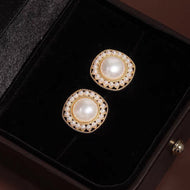 Pendientes de perlas vintage | Pendientes de perlas de agua dulce | Aretes de perlas reales con alfileres de plata de ley (6-7 mm)