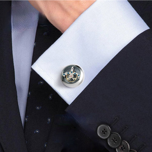 Men's Cufflinks Tourbillon Mechanical Movement Gear Sleeve Nail