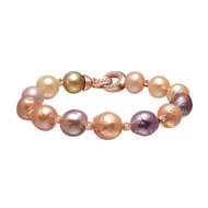 Baroque Freshwater Pearl Bracelet | 10-11mm Multicolor AAAA Real Pearl | Rose Gold Plated Clasp