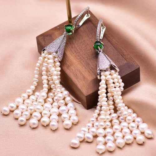 Freshwater Cultured Pearl and Diamond Dangle Earring