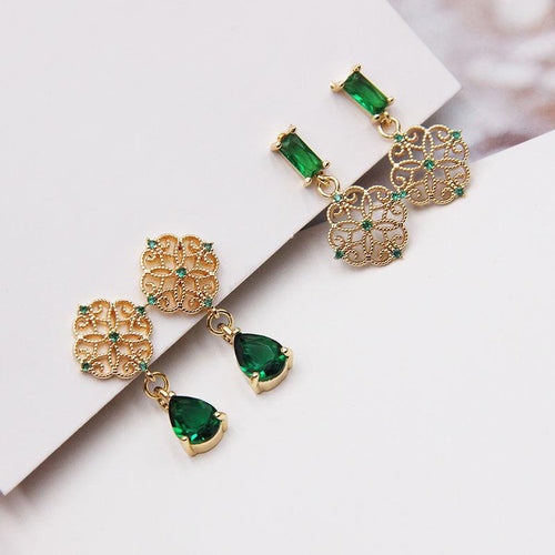 Green Drop Dainty Earrings Handmade Vintage Jewelry
