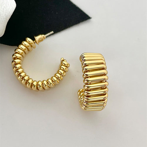 Open Hoop Earrings | C Hoop Earrings | Chunky Hoop Earrings with Sterling Silver Pins
