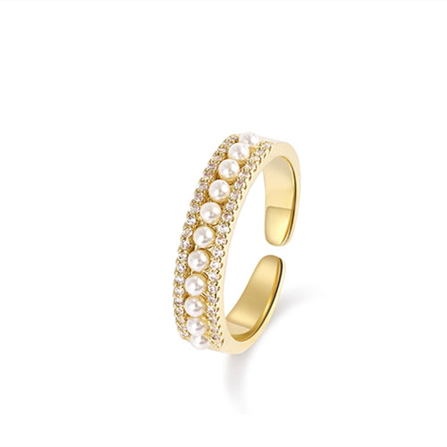 Pearl Ring Gold Adjustable Ring Pearl Rings with Diamonds