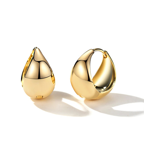 Chunky Hoop Earrings in Silver or 18K Gold Plated | Teardrop Gold Huggie Earrings and Sliver Huggie Earrings