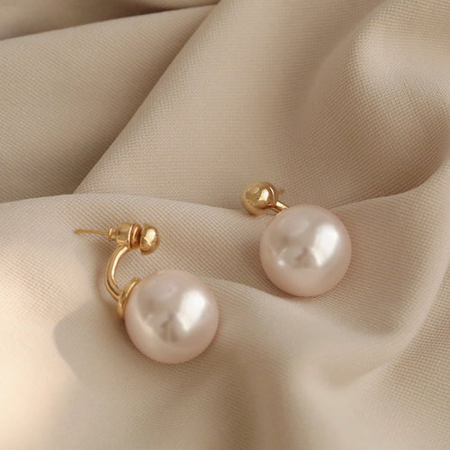16MM Large Pearl Drop Earrings | Detachable Pearl Earring Jackets | Gold Pearl Stud Earrings with Sterling Silver Pins