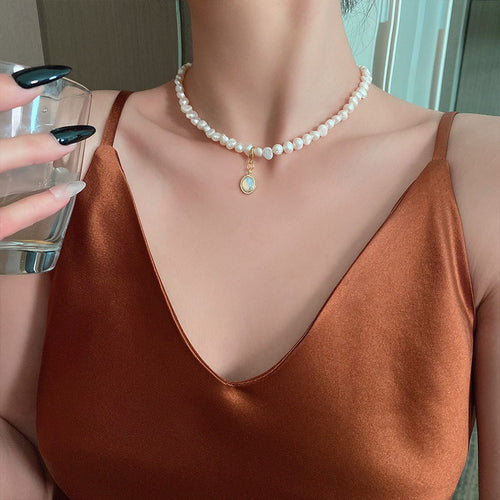 Baroque Pearl Choker | Baroque Pearl Necklace | Freshwater Pearl Necklace with Pendant for Women (5-6mm)