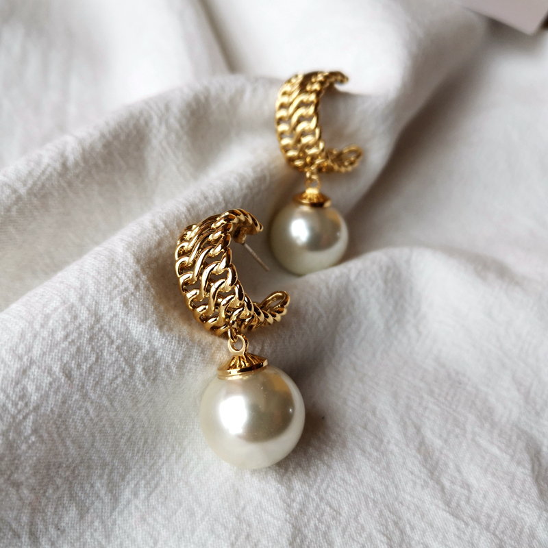 2 In 1 Pearl Drop Earrings | Diamond Hoop Earrings | Pearl