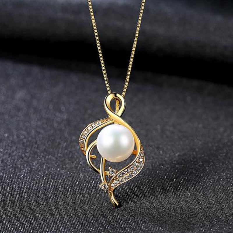 Cultured Freshwater Black Pearl Pendant Necklace Pearl and Diamond Pendant 14K Gold Over Sterling Silver, White Pearl