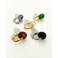 Natural Stone Earrings Jacket | Donut Hoops Curt Earrings | 5 Colors Available