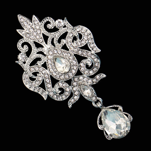 Flowers crystal Crown pendant Brooch Handmade Jewelry Gift