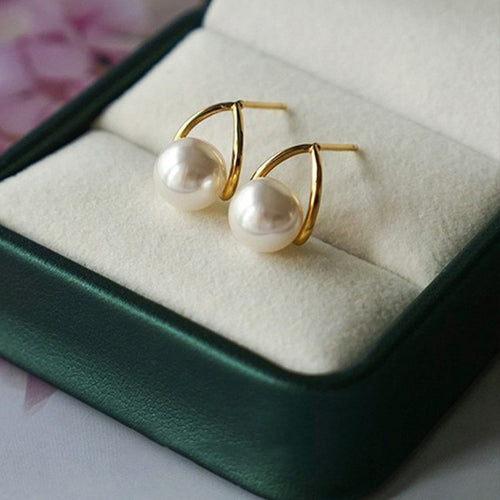 AAA Triangle Pearl Drop Earrings | Freshwater Pearl Earrings | Real Pearl Earrings with Sterling Silver Pins (7-8 mm)