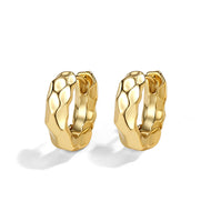 Wavy Surface Huggie Earrings | Small Hoop Earrings in Gold and Silver